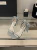 2025 Summer New Square Head Open-toed French Temperament Fairy Style Stiletto Bow Banquet Sandals Woman