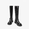 Fashion Autumn Winter Retro Belt Buckle Black Brown Low Heel Knee High Boots New Fashion Show Styles Commuting Shopping Women Shoes 43