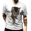 Childish Fun Men Women Short Sleeved Casual Loose Top Brief Strokes Cat Pattern Men's T-shirt Summer Round Neck Sportswear Tops