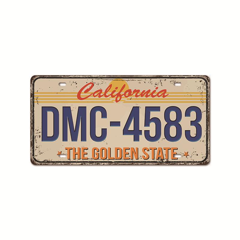 Vintage Tin Art with 1530 License Plate Design: Ideal for American - style Background Wall Decor