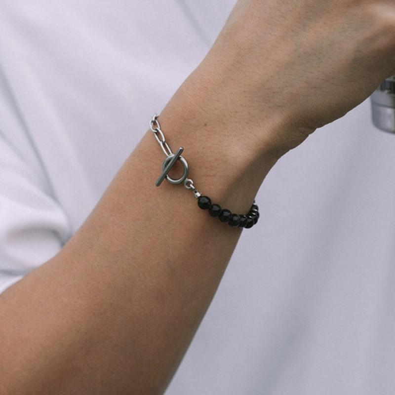 FAHRRAD TROPHY BT Edelsteinarmband 01 (2TYP / 6mm Schwarzer Tigerauge Stein Grad AA)