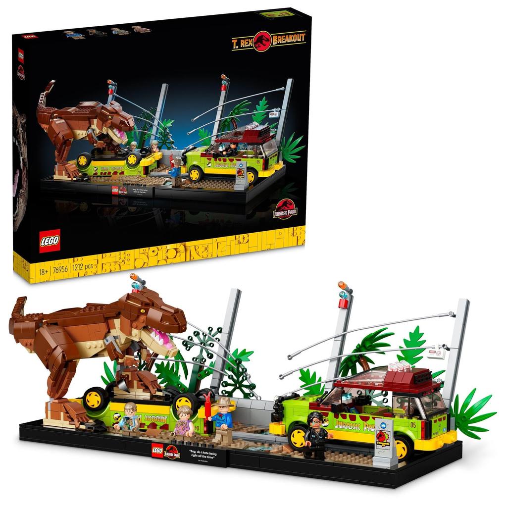 LEGO Jurassic World T-Rex Rampage Prezent Urodzinowy 76956 Klocki Zabawka Prezent Dinozaur dla Chłopców, Dziewczynek i Dorosłych