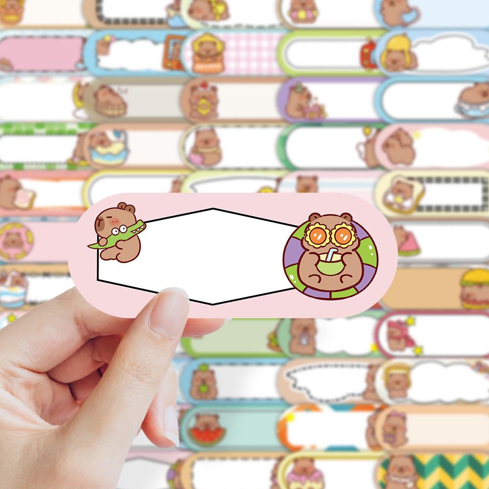 10/30/60pcs Cute Capybara Series Name Label Stickers Decals DIY Stationery Laptop Luggage Notebook Funny Decoration Sticker Pack