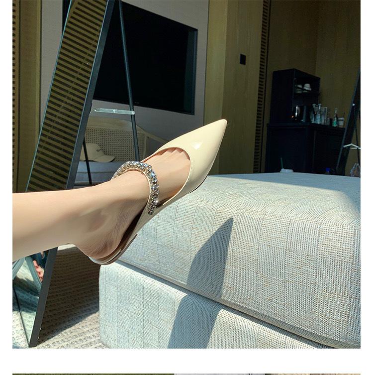 Sheepskin Version~ Summer Wear Leather Bag Head Flat Bottom Half Slippers Women's High-grade Cool Slippers Pointed French Half Tray
