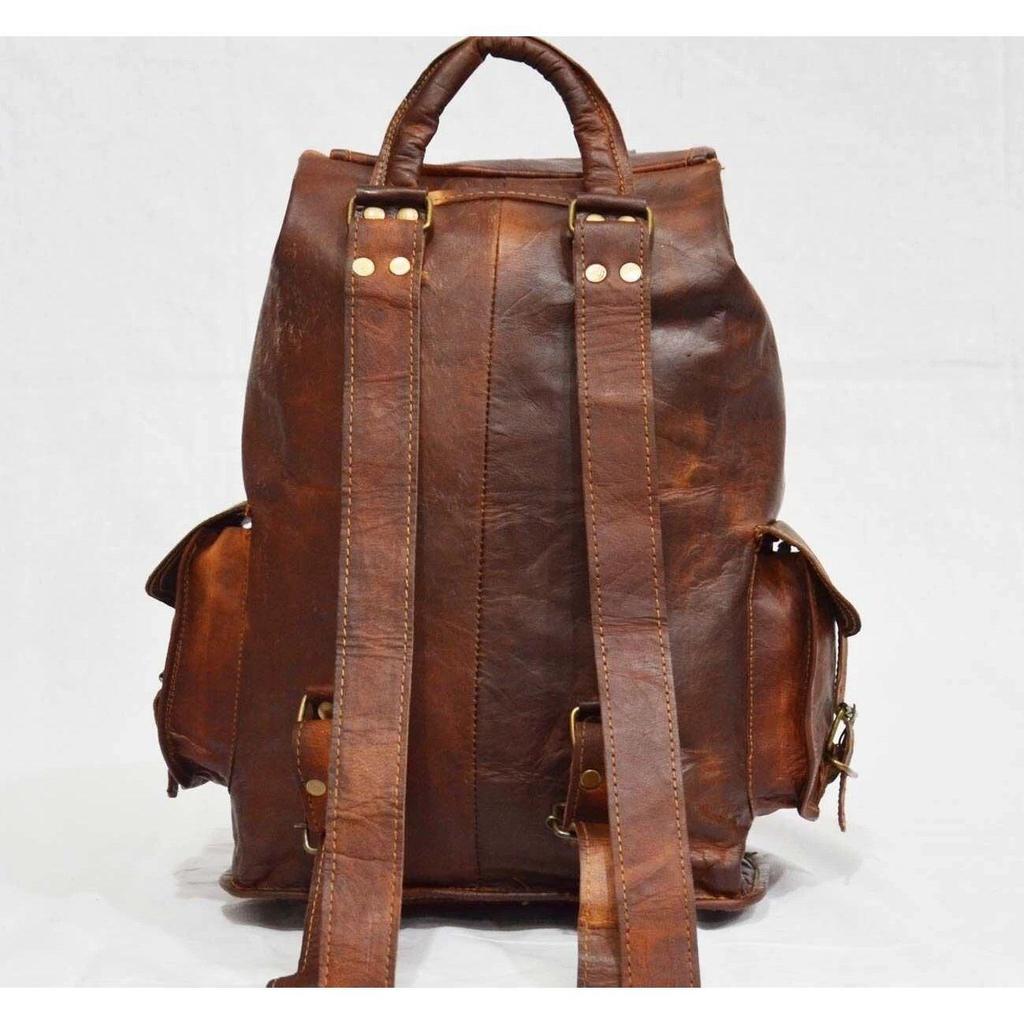 Leather Backpack Bag Rucksack Vintage Men's Laptop Brown Messenger Genuine Real