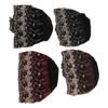 4 Pcs Women Muslim Inner Hijab Cap Black Wine Red Navy Blue Coffee Color Lace Cotton Embroidered Und