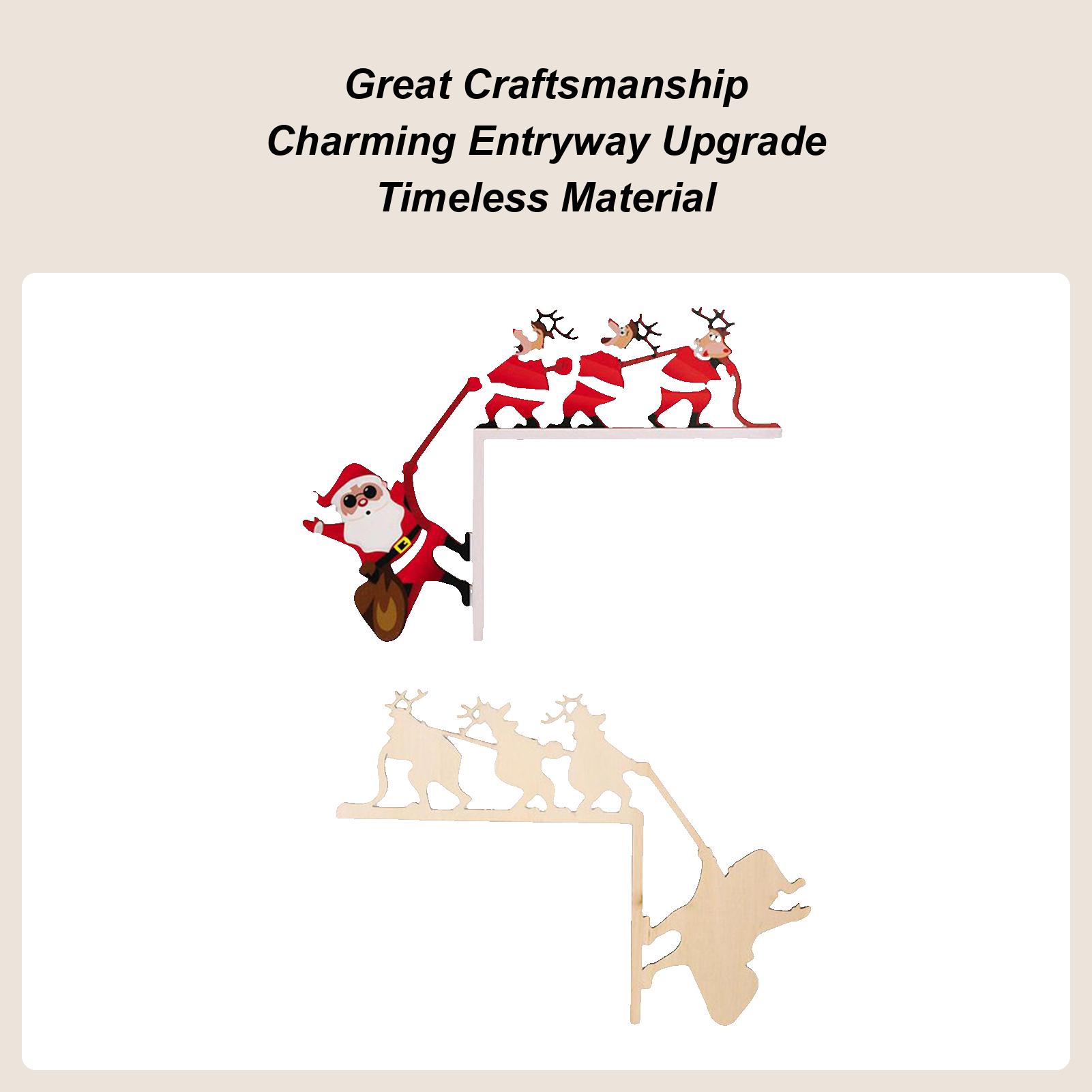 

Door Topper Santa Claus Reindeer Wood Ornament 2 Pieces Christmas Door Frame Decoration For Wall Bedroom House Cabinet Fireplace China Mainland