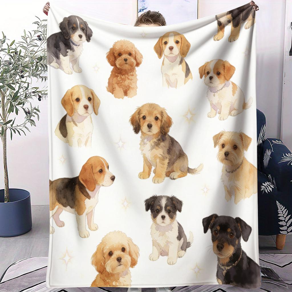 Hot Dog Cute Pet Printed Pattern Blanket Small Cover Blanket Soft And Suitable For All Seasons  Dormitories Bedrooms Sofas Nap