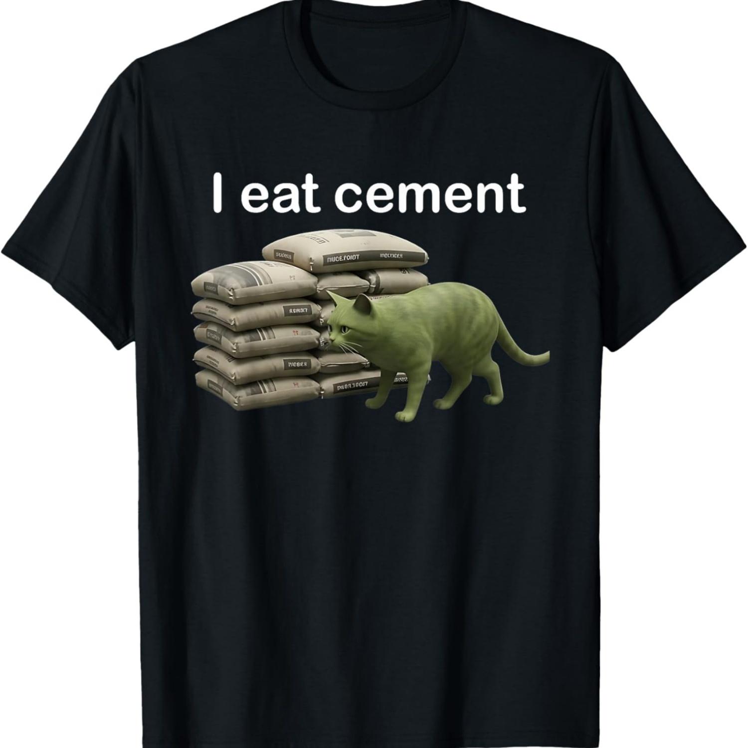 I Eat Cement Funny Cat Meme T-Shirt S чёрный