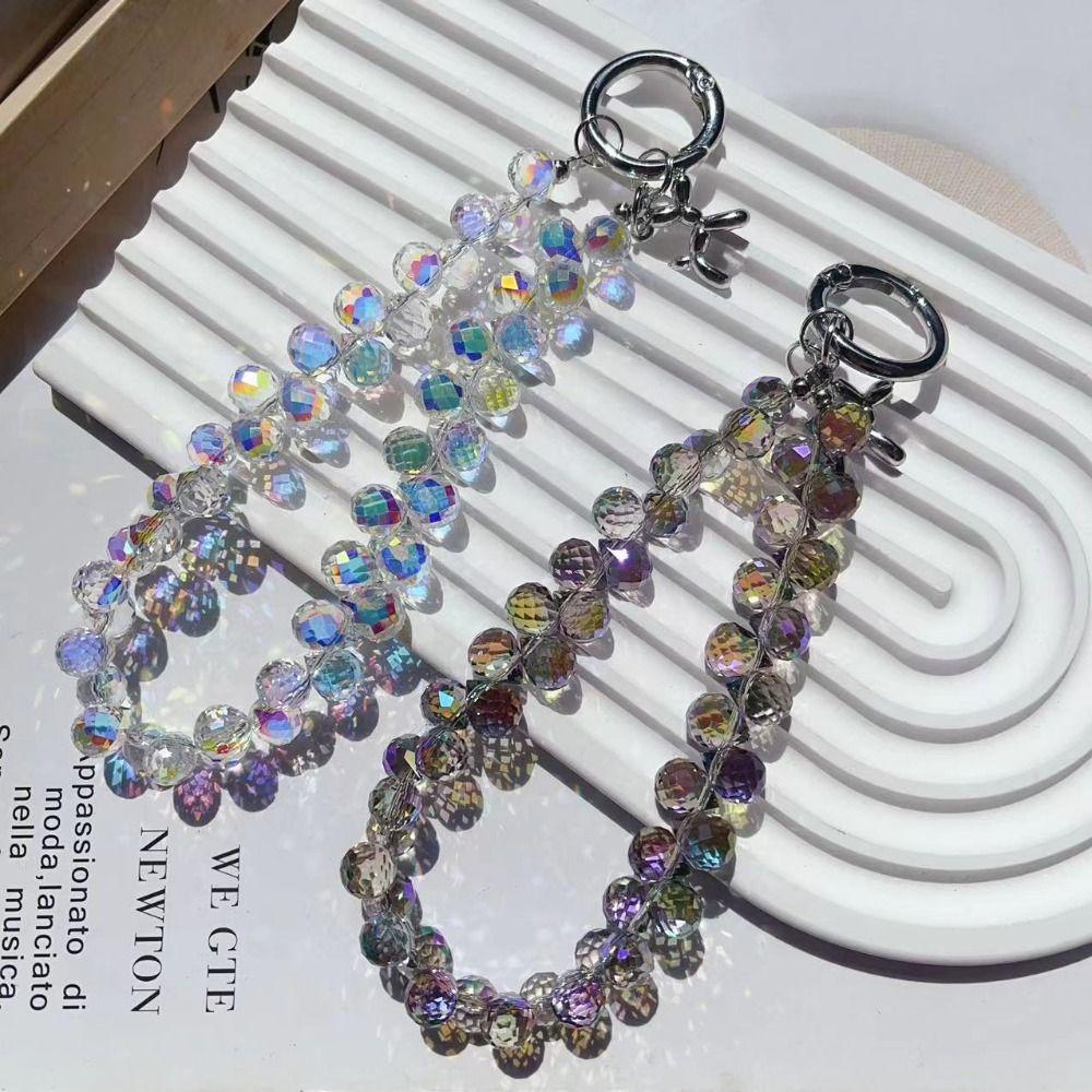 Color Rhinestone Crystal Bead Phone Strap Wrist Chain Mobile Phone Lanyard  Phone Case Accessories