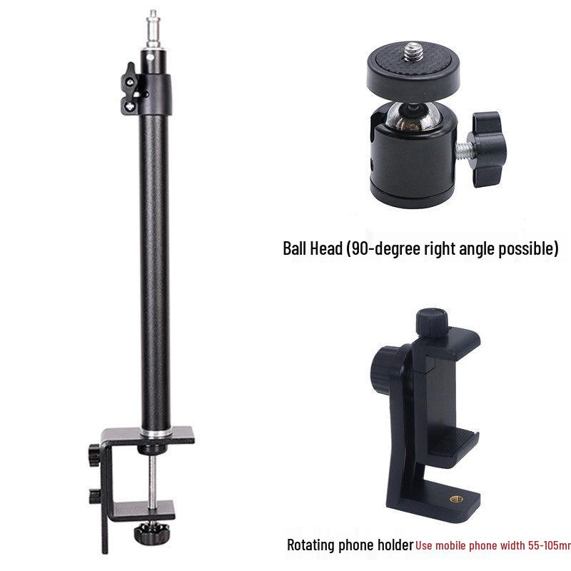 Retractable Phone Stand with Fill Light for Video Recording & Live Streaming