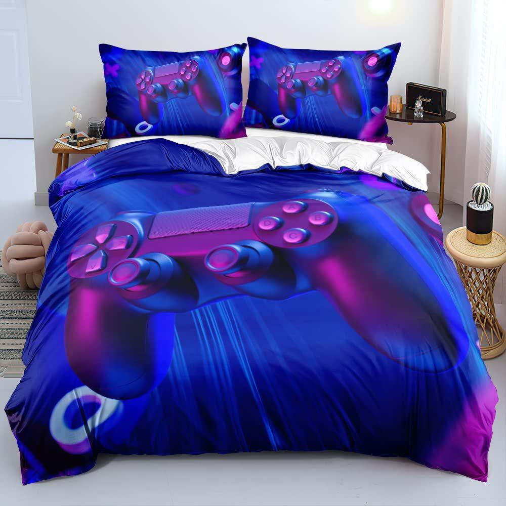 Black Game Handle Three-Piece Quilt Cover 3D Digital Printing Bedding Set Bed Cover