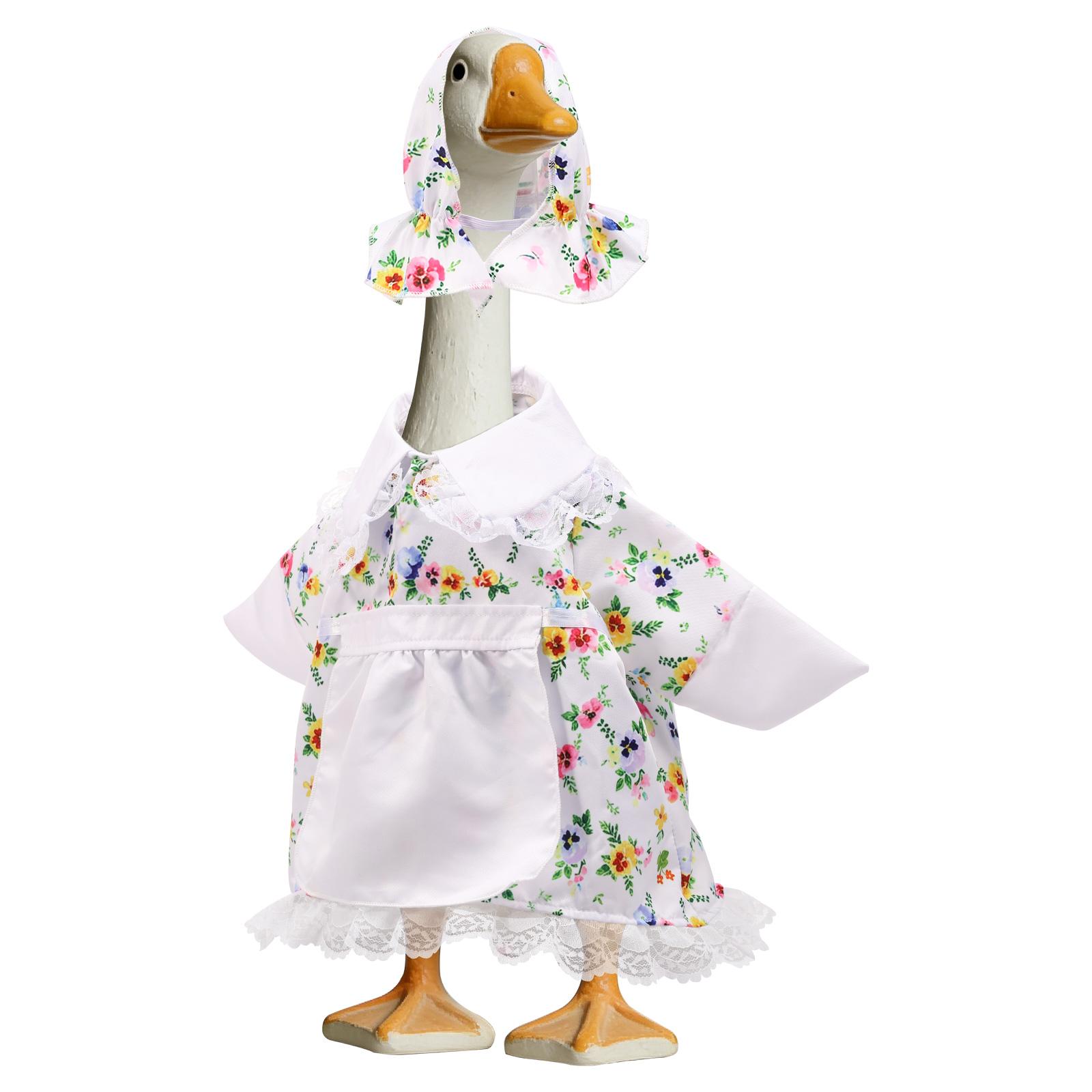

2026 Porch Goose Outfit Goose Statue Skirt Hat Clothes Cute Funny Outdoor Yard Lawn Patio Decor Porch Goose Costume белый