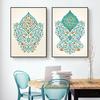 Ornate Arabesque Islamic Turquoise Floral Wall Art Canvas Paintings Islam Muslim Pictures Posters Prints Living Room Home Decor