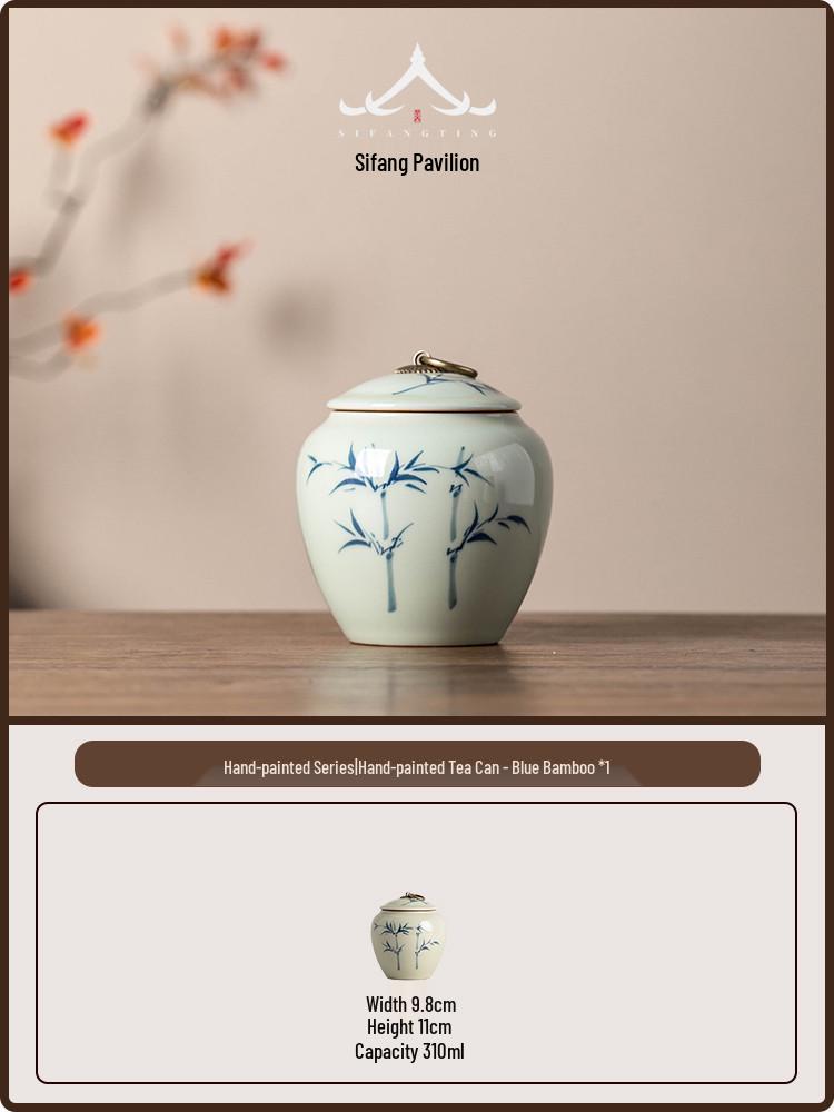 Hand-Painted Ceramic Underglaze Tea Storage Jar - 2026 Sealed Model 310ml