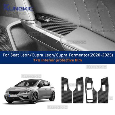 Car Interior Film TPU for Seat Cupra Leon Formentor -2025 Protection Door Window Switch Lifter Carbon Texture Sticker LHD