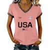 Long Sleeve Shirts for Women Womens Long Sleeve Tops Long Sleeve Tops for Women Womens Long Sleeve T Shirts USA Print V Neck Casual Tee