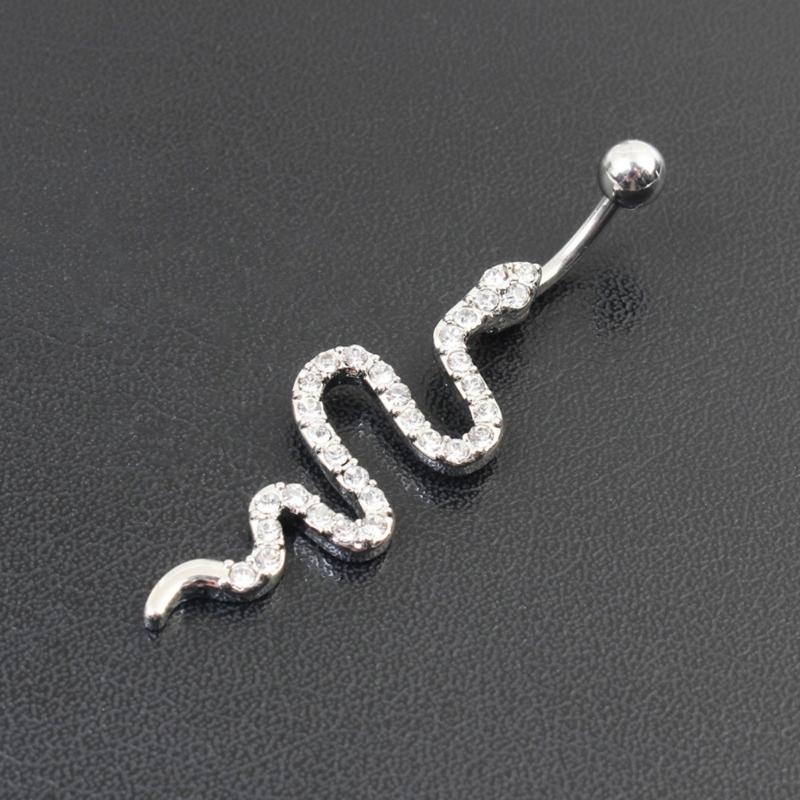 Zirkon Bauchnabelringe Funkelnde Schlangenförmige Bauchnabelringe Körperpiercingschmuck Damen Dangle Bauchnabelpiercingring