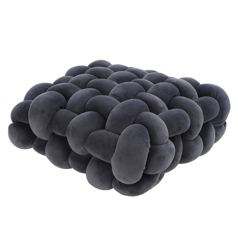 Living Room Soft Plush Knot Cushion Sofa Pillow Solid Color Square Hand-Woven Home Throw Pillow Square Woven Seat Cushion Cushio