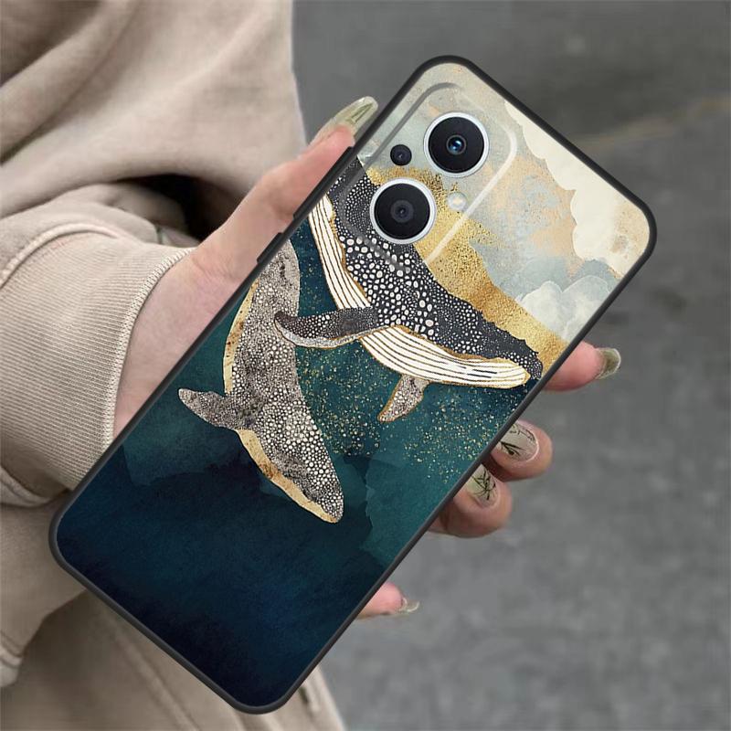 Cartoon Whale Case For OPPO Reno 14 10 11 12 13 Pro 11F 12F 13F 14F 7 8 Lite OPPO Find X9 X8 X5 Pro Cover