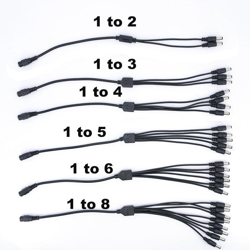 5.5x2.1mm DC 5v 12v 1 Female To 2/3/4/5/6/8 Way Male Power Supply Splitter Cable Adapter Connector Cord For Strip Light Camera