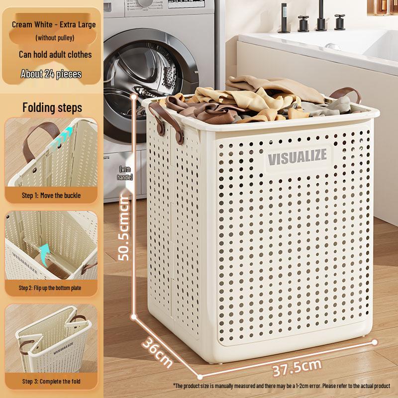Multifunctional Large Capacity Folding Laundry Basket for Clothes and Bathroom Storage.