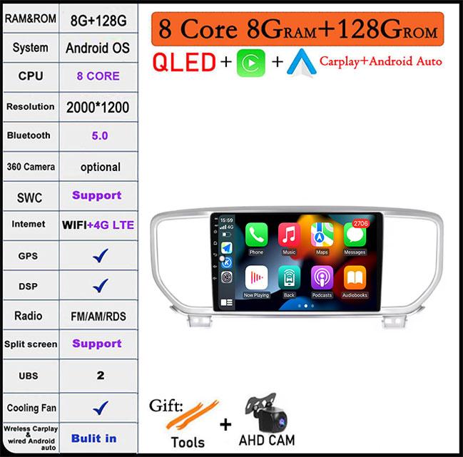 For KIA Sportage 4 2016 - 2020 KX5 kx5 4G Android 14 QLED Car Raido Navigatio Carplay Multimedia player GPS WIFI DSP BT