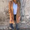 Warm Lady Winter Coat Mid Length Single Breasted Turn Down Collar Long Sleeves Pure Color Fake Pocket Outerwear Jacket Overcoat