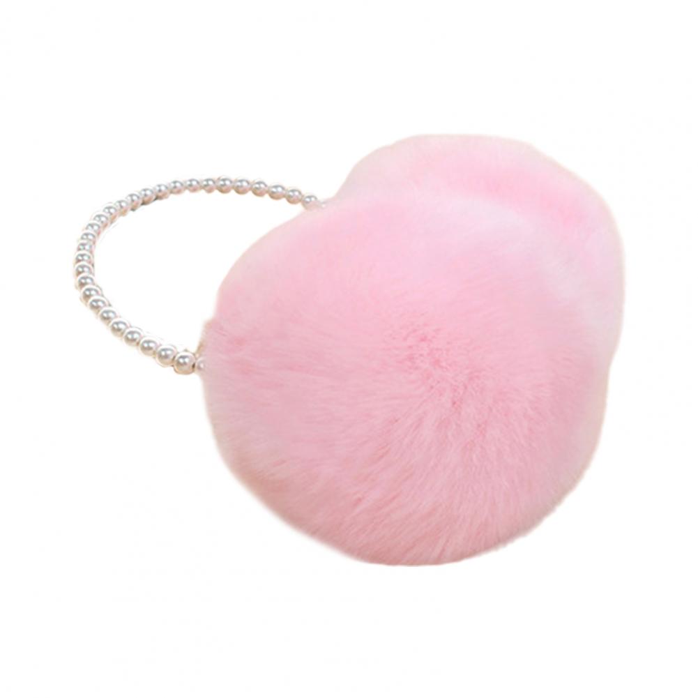 Autumn Winter Women Earmuff  Solid Color Imitation Pearl Decor Faux Rabbit Fur Plush Ear Warmer Non-slip Lightweight Ear Cover