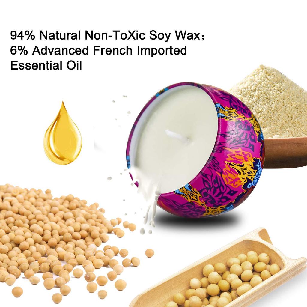 Buy Scented Candles Gift Set,Natural Soy Wax Portable Travel Tin Candle ...