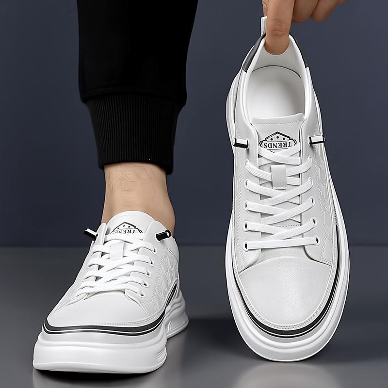 Fashion Mens Slip on Skate Footwear Men Shoe Leather Fashion Walking Shoes Handmade Male Breathable Flats Men All-match Mens Sneakers