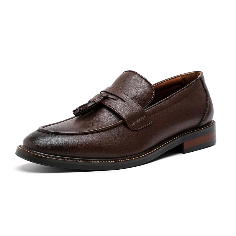 Spring and Autumn Tassels Loafers Pointed Toe Designer Leather Shoes High-quality Low-heel Business Formal Casual Derby Shoes