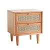 Japanese Nightstands Solid Wood Bedside Table Rattan Low Cabinet Corner Bedroom Drawers Apartment Locker Magazine Bookcase