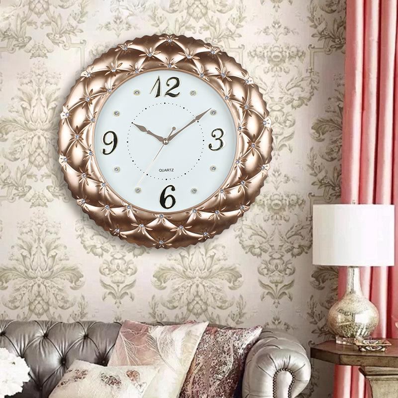 46CM Wall Clock Living Room Decoration Living Room Decoration Diamond Hot Stamping Silver Simple Wall Clock Light Luxury Personalized Clock