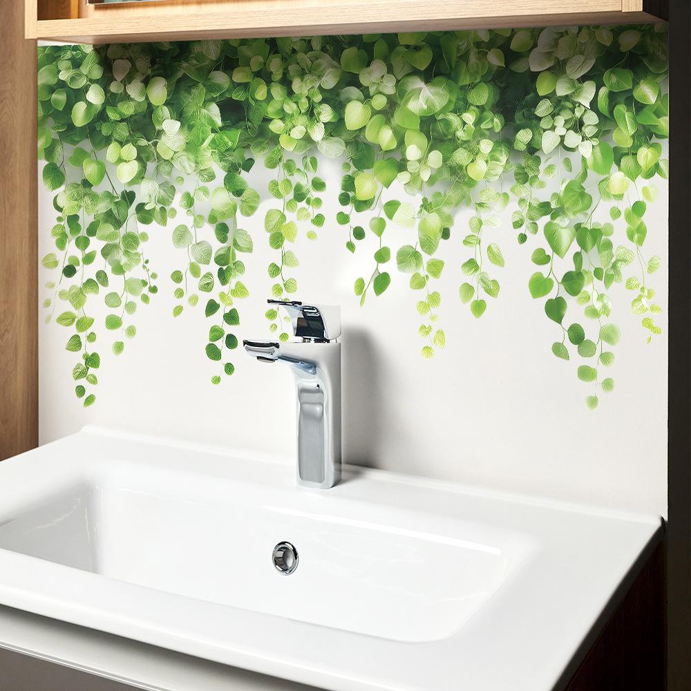 Small Fresh Green Leaf Vine Toilet Home Decoration Beautification Wall Stickers