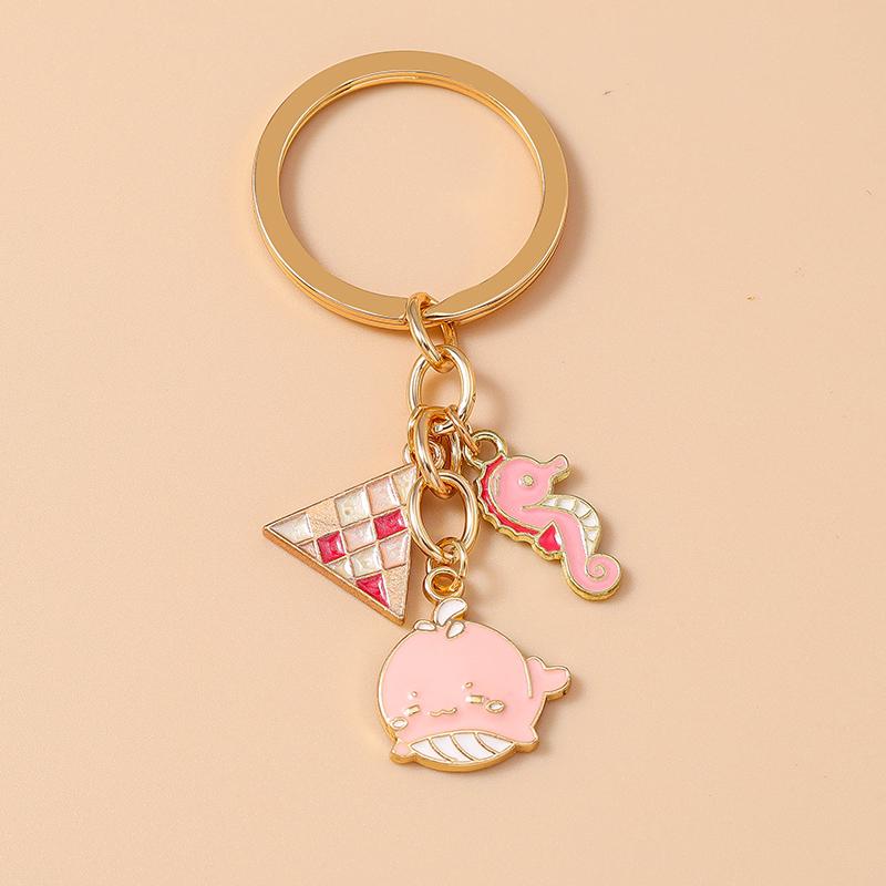 Cute Enamel Fish Keychain Marine Life Key Ring Pendant for Women Girls Handbag Decor DIY Handmade Jewelry Gift