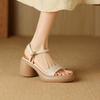Retro Shoes Thick-soled Sponge Sandals New One-strap Chunky High Heels