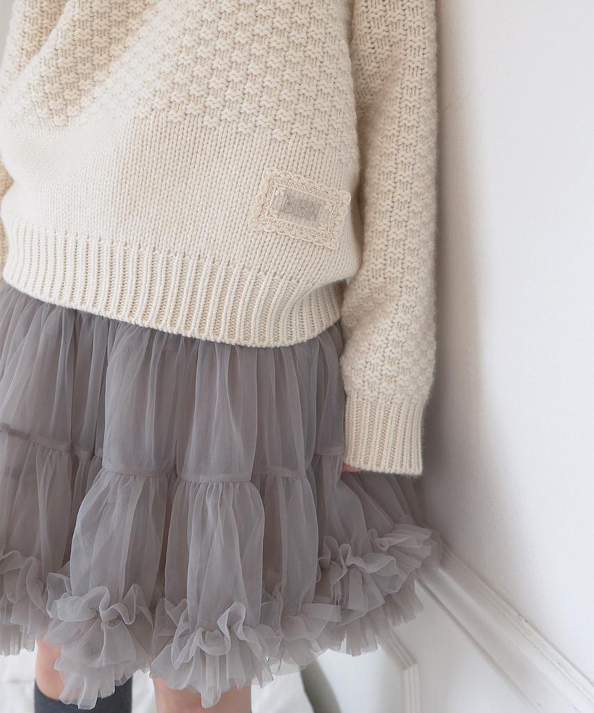 Beibibeullunideuljeu Scallop Chunky Knit Pullover Ivory