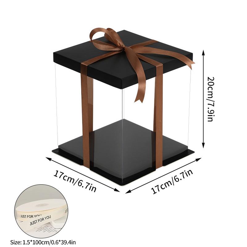 Gift Box with Ribbon Transparent Cake Gift Box Birthday Cake Packaging Supplies Clear Plastic Candy Box Mother's Day Gift