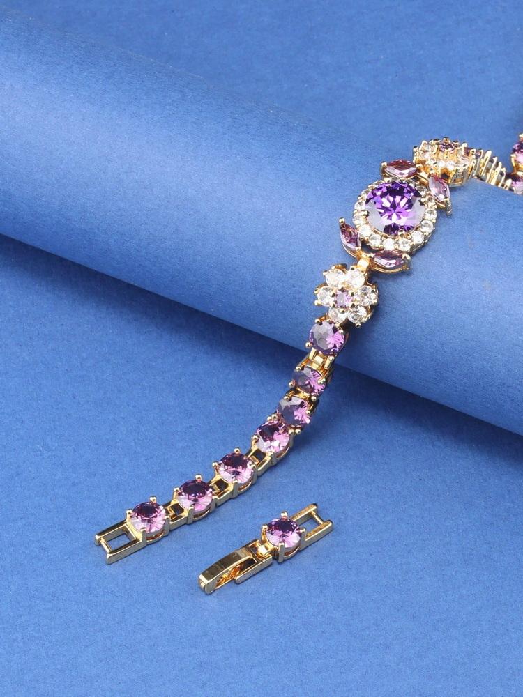 10-Colors   Dubai Bridal Jewelry Accessories Top Quality Red Garnet Wedding Italy Chain Link Bracelet For Women Gift