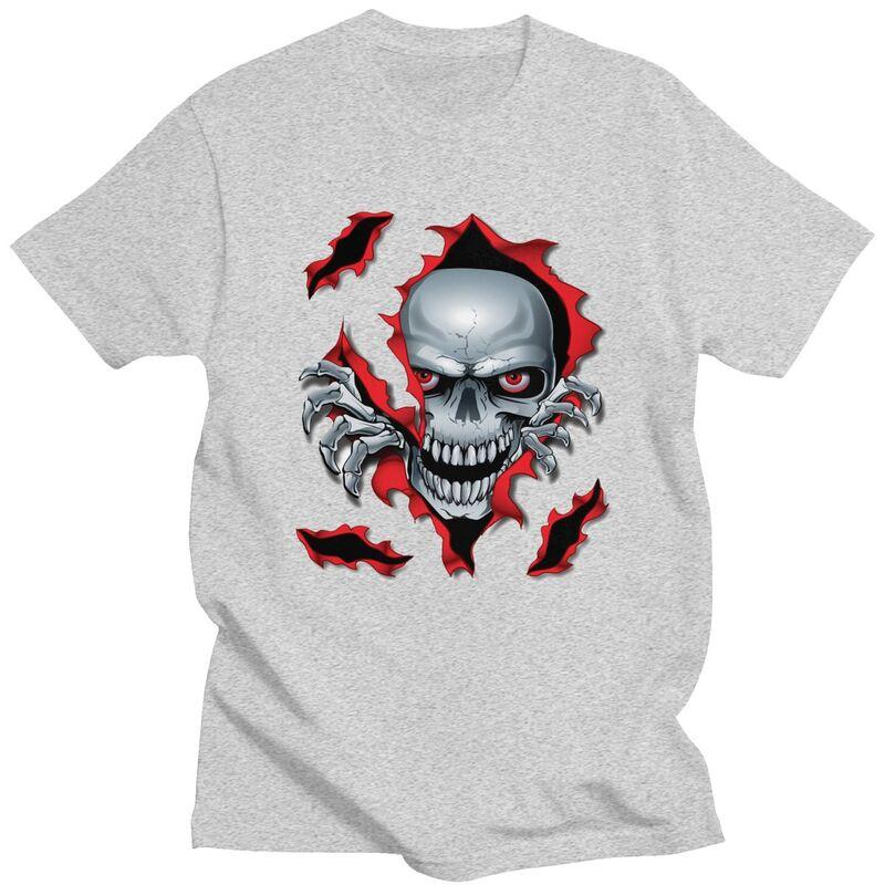 Custom Rip Skull T Shirts Men 100 Cotton Tee Tops Gothic Skeleton Tshirt Fashion Tshirt Clothes