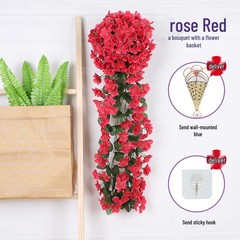 Artificial Violet Flower Vine - Silk Rose Hanging Decor for Weddings and Walls