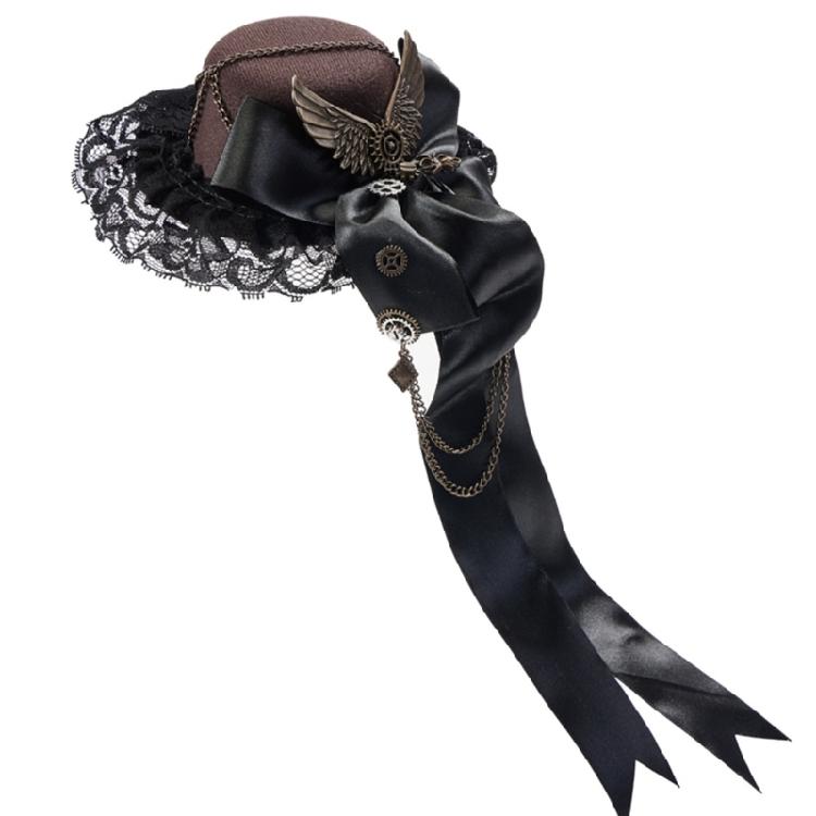 PunkStyle Top Hat with Gear Rose Party Fedoras Hat Hair Clip Carnivals Headpieces
