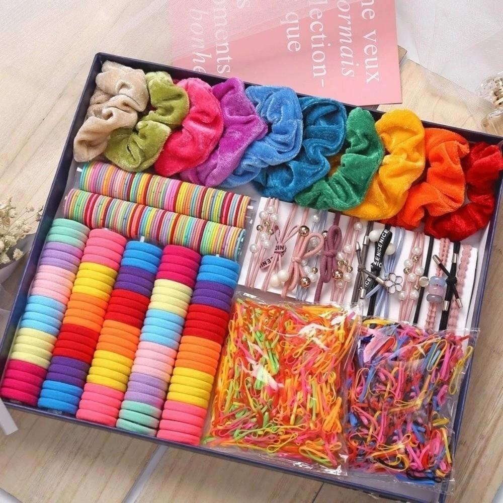 1175Pcs Cute Hair Accessories Set Sweet Stretch Hair Bands Thin Rubber Bands for Women Girls 1175PCS-A