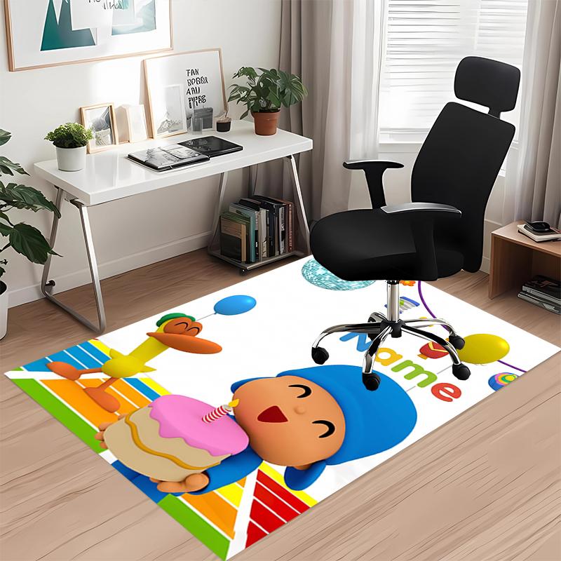 Custom Name Pocoyo Printed Carpet Rug For Office Chair Living Room Bedroom Kitchen Room Decor Gifts