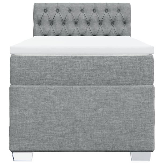 Maison Exclusive - Slatted Bed Base with Mattress Light Grey 90x200 Cm Fabric