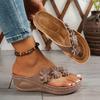Ladies' Fashion Flip Flops | Casual Open-Toe Flat Sandals with Floral Decorations, Comfortable PU Sole, All-Season Wear | Standard Fit