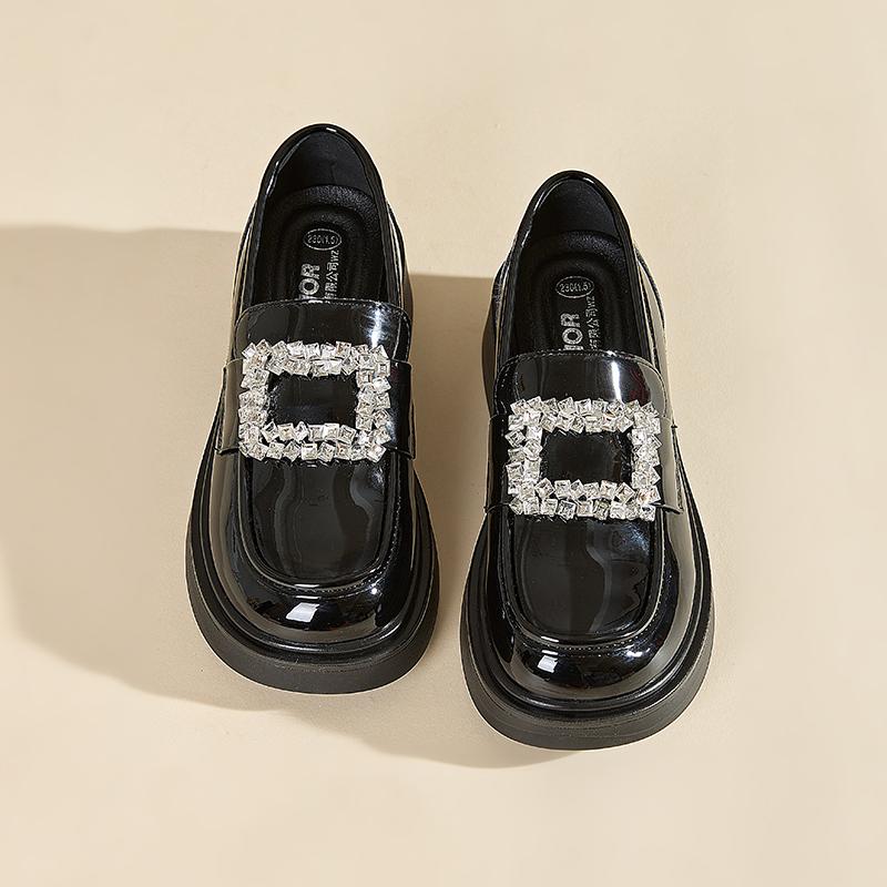 Warrior British Style Fashion Versatile Comfortable Loafers 4.5Cm Women Loafers Black WXP(WZ)-209901