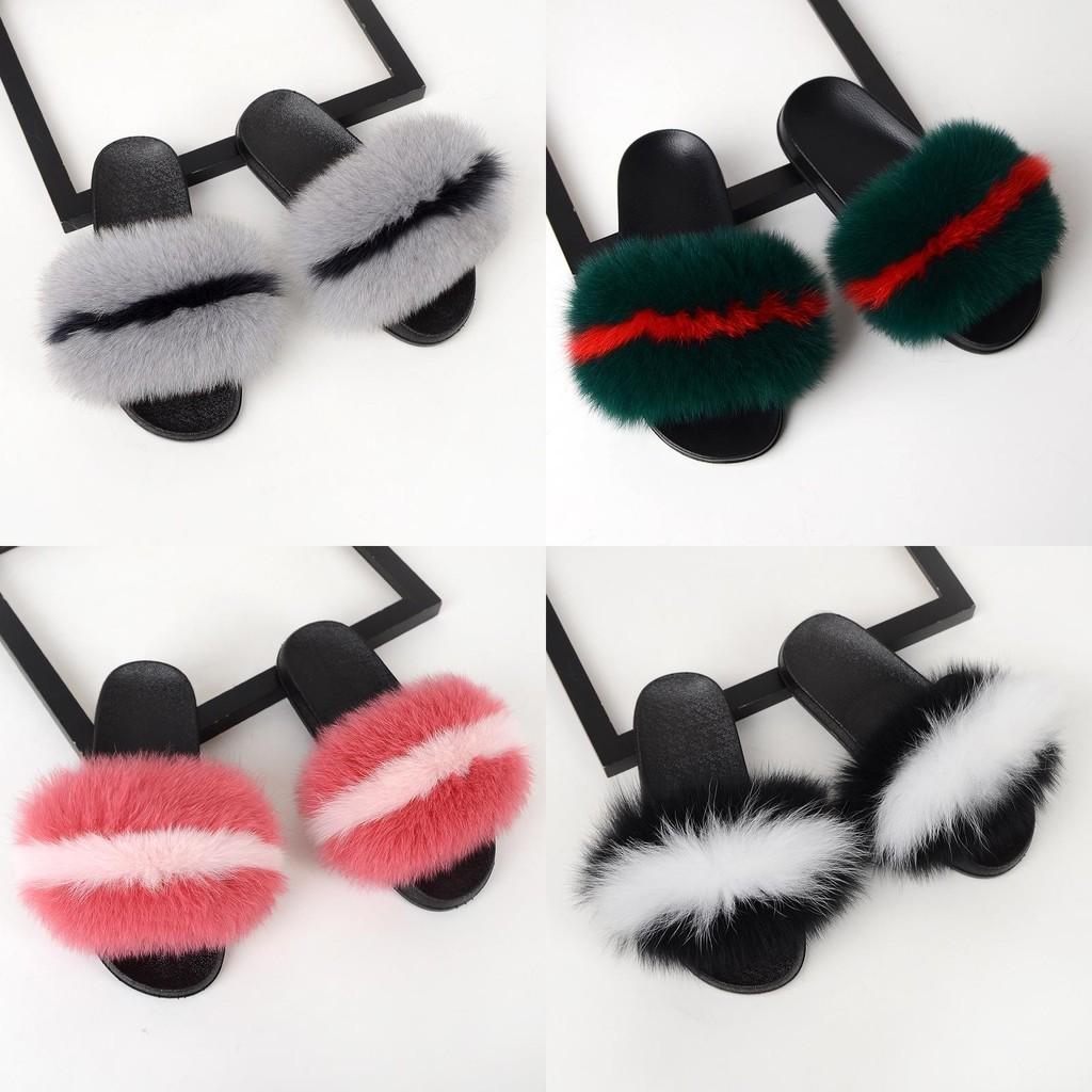 Interactive Women's Fluffy Fur Slippers Sandals Soft Lady Slides