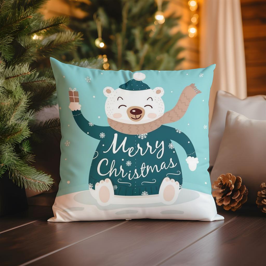 Home Decor Jolly Santa Dancing: Festive Christmas Pillow Cover Pattern Cushion Cover Suitable For Sofa Bedroom Car Pillow Cover